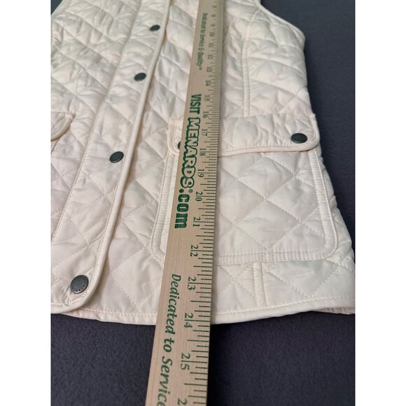 Talbots Quilted White Sleeveless Vest With Snap Buttons & Pockets  24" Length - Picture 6 of 9